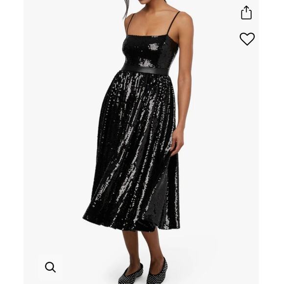 NEW WEWOREWHAT SEQUIN MIDI DRESS BLACK SIZE  4 - Picture 2 of 8